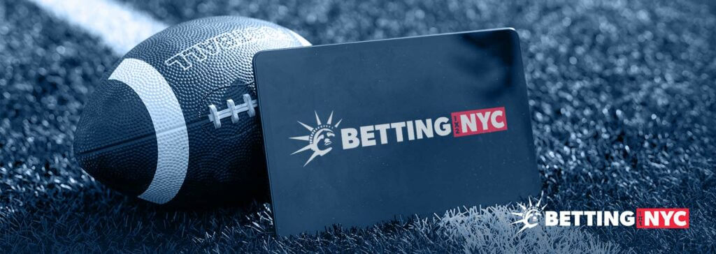 Bettingsites NYC logo on an ipad with a football